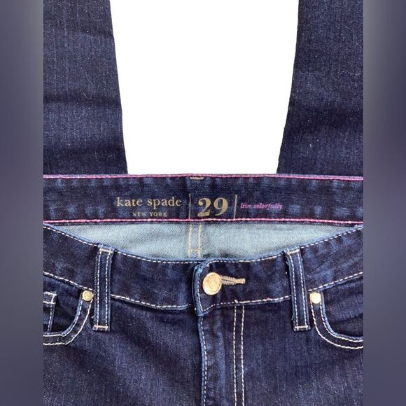 KATE SPADE LIVE COLORFULLY DARK WASH CROPPED JEAN PANTS BROOME STREET SIZE 29 - Picture 3 of 5